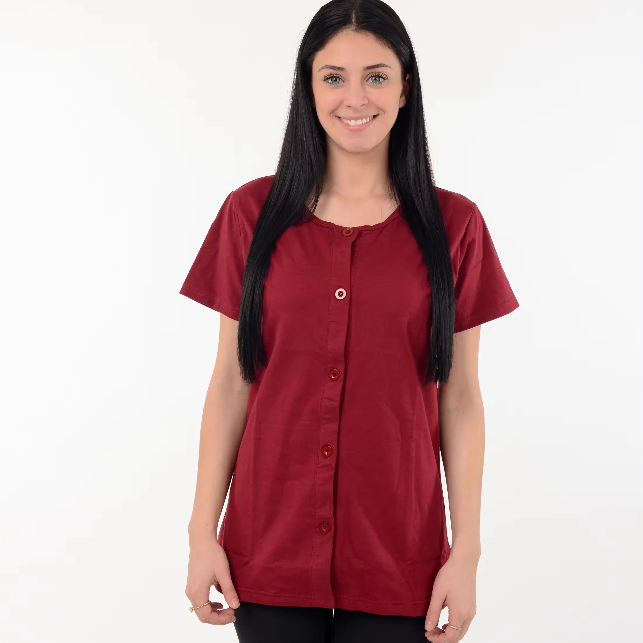 USBD Crew Neck Post Mastectomy Shirt with Drain Pockets
