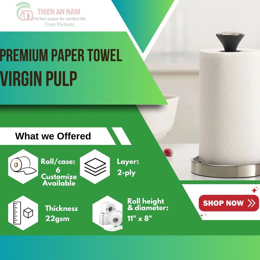Premium 2-Ply Durable Paper Towel Roll Sanitary Toilet Tissue for Kitchen and Toilet Use