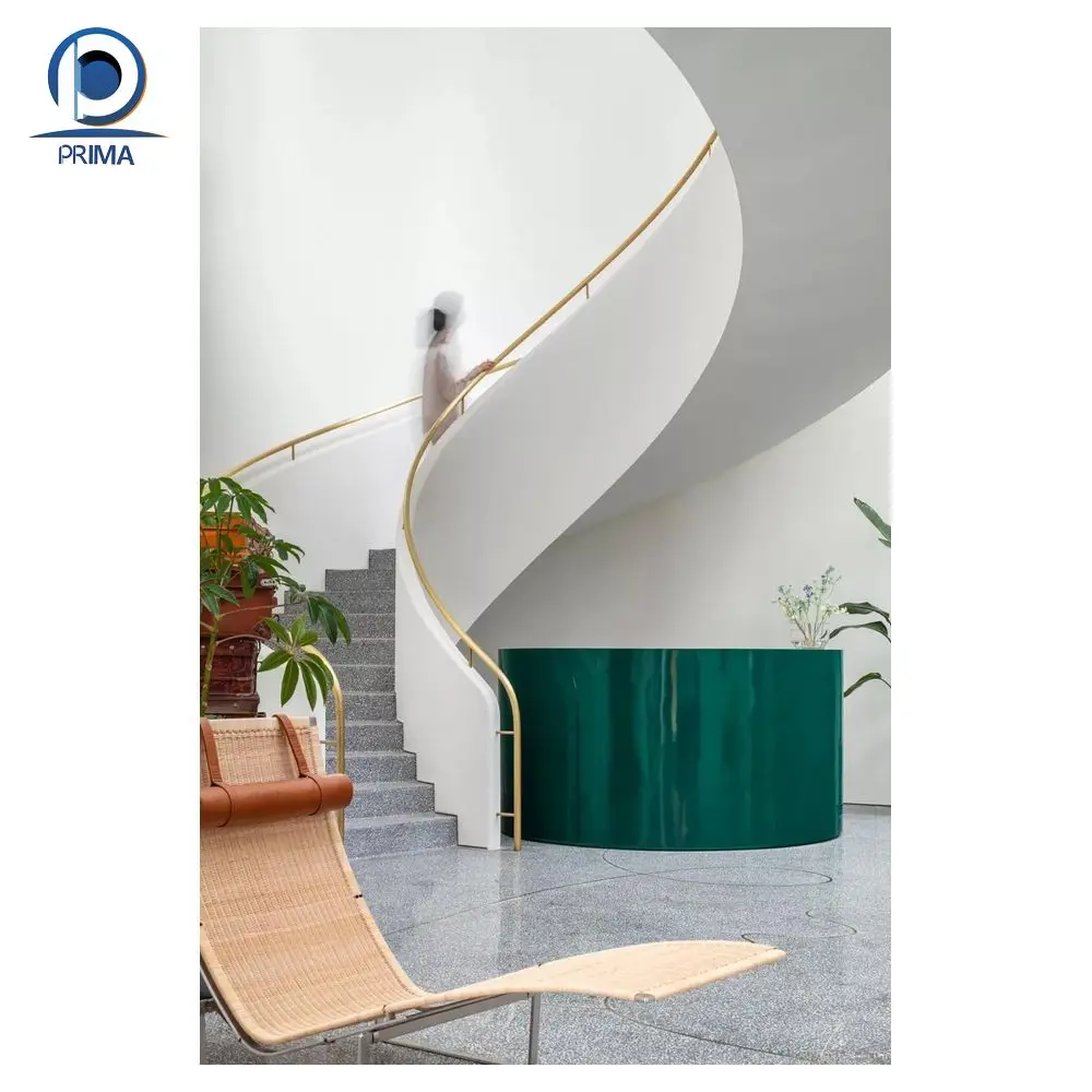 Prima Stairs House Interior Staircase Aluminum Designs Railing Curved Stair Spiral Staircase Wood Treads