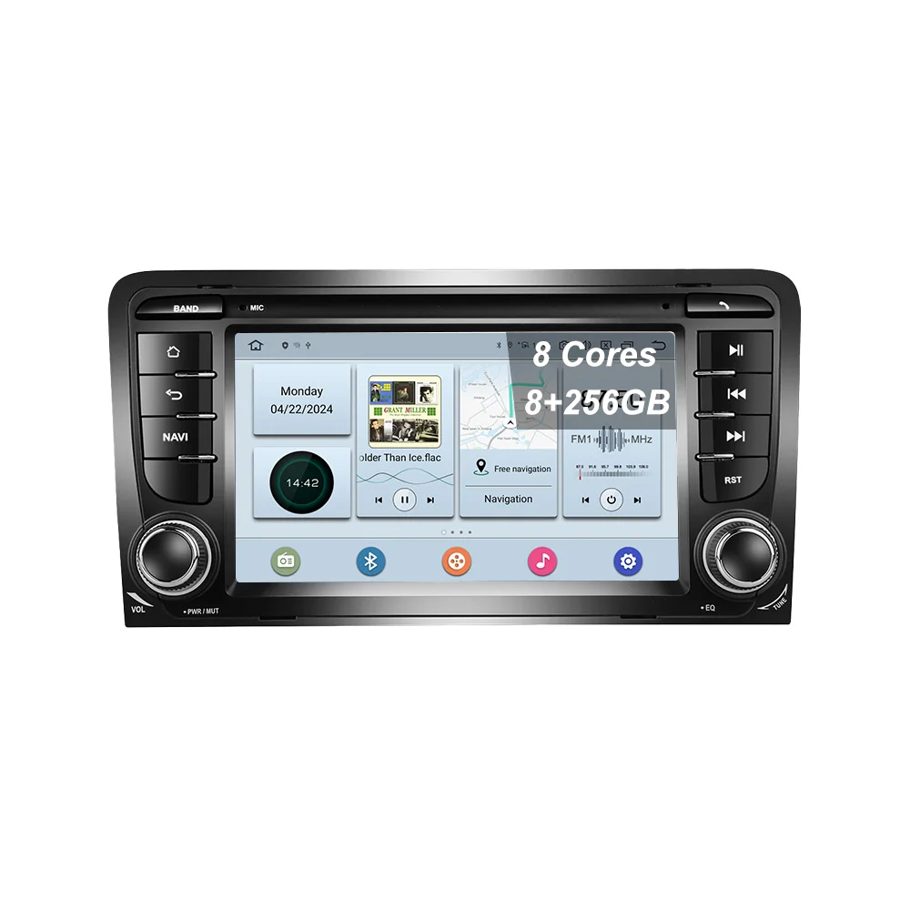 Автомагнитола для Audi A3 7 дюймов Android 13 ультратонкий 8 ядер (8 + 256 ГБ) Wi-Fi Bluetooth 5 0