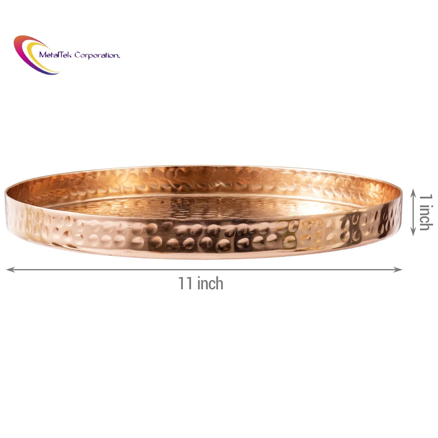 Copper Plated Handcrafted Textured Hammered Design Round Tray For Luxury Commercial Hotel & Restaurants Supplies Wholesale Price