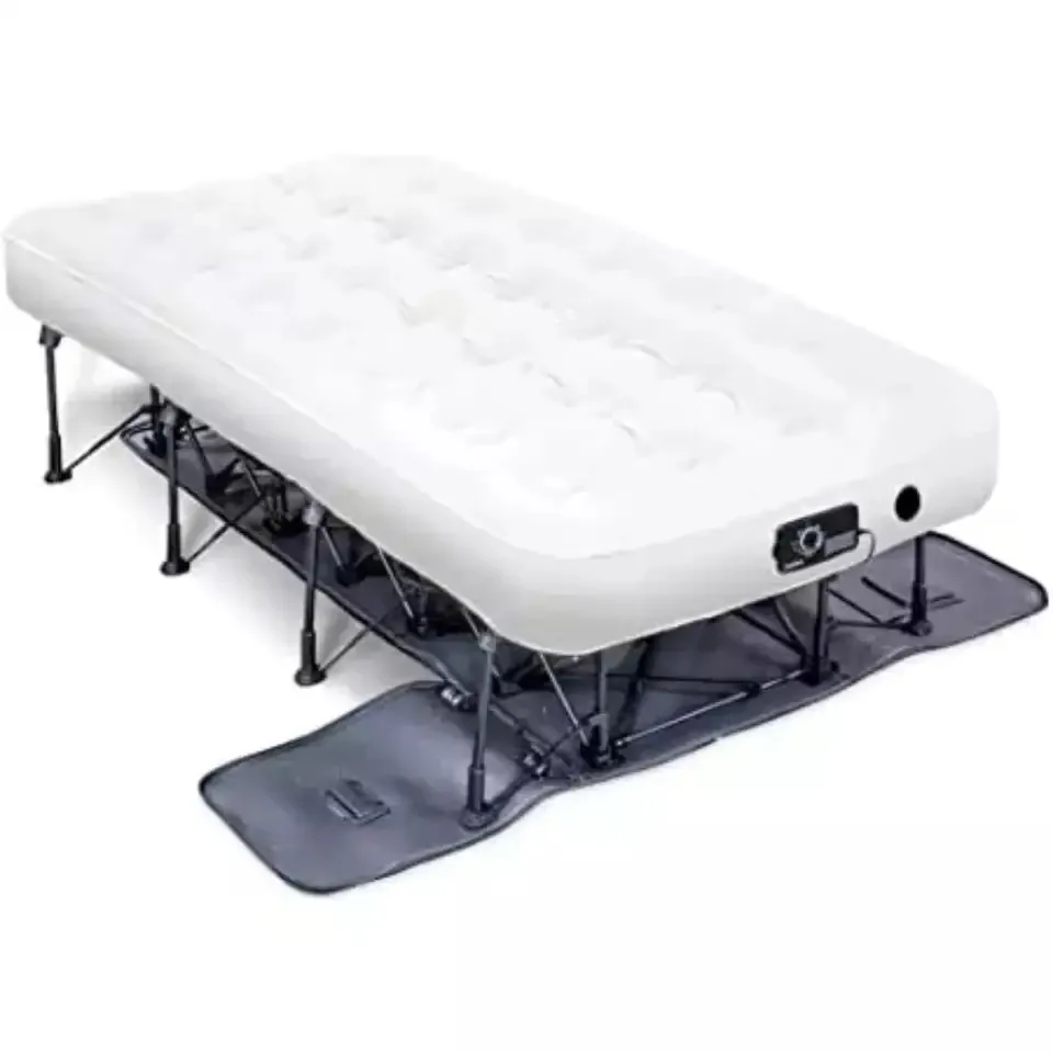 EZ-Bed Air Mattress with Frame & Rolling Case Self Inflatable Blow Up Bed Auto Shut-Off Comfortable Surface