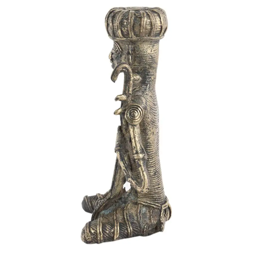 Handmade Indian Brass Antique Tribal Male Musician Sculptures Figurine Statue Home Decor Gift Items Size: 15 x 8 cm SNS-1365