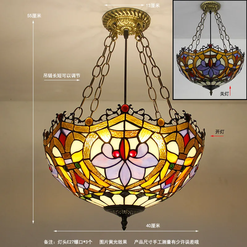 Handmade european style antique tiffany chandeliers hanging lamp for decoration