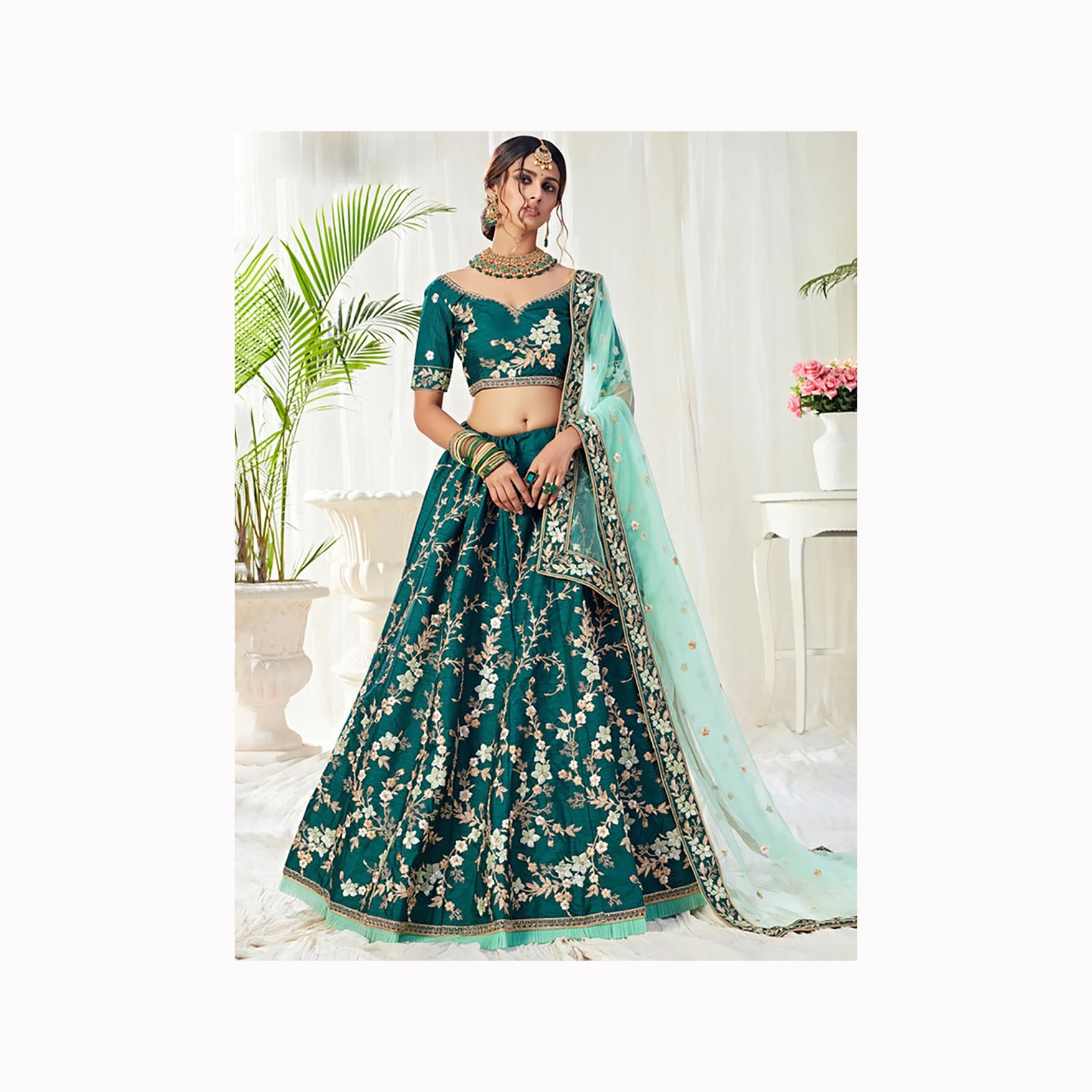 Party Wear Designer Semi Stitched Long Style Mono Net Lehenga And Choli With Attached Dupatta