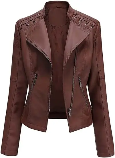 Best Quality Customized Genuine Leather Jackets for Women Quilted Biker Fashion with Cotton Filling and Rivet Decoration