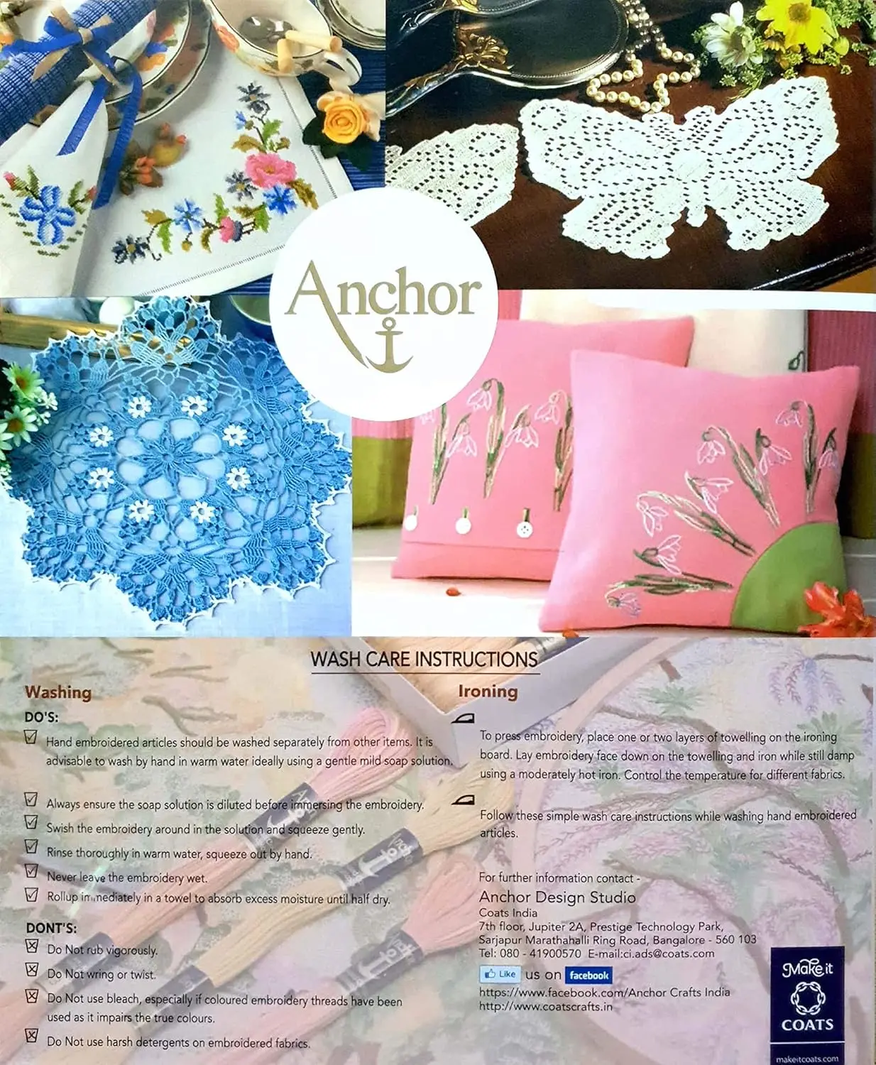 Anchor Cotton Embroidery Thread Shade Card, 1 PC, Cotton Embroidery Threads Shade Card 322 Shades Handcrafted ,  wholesaler