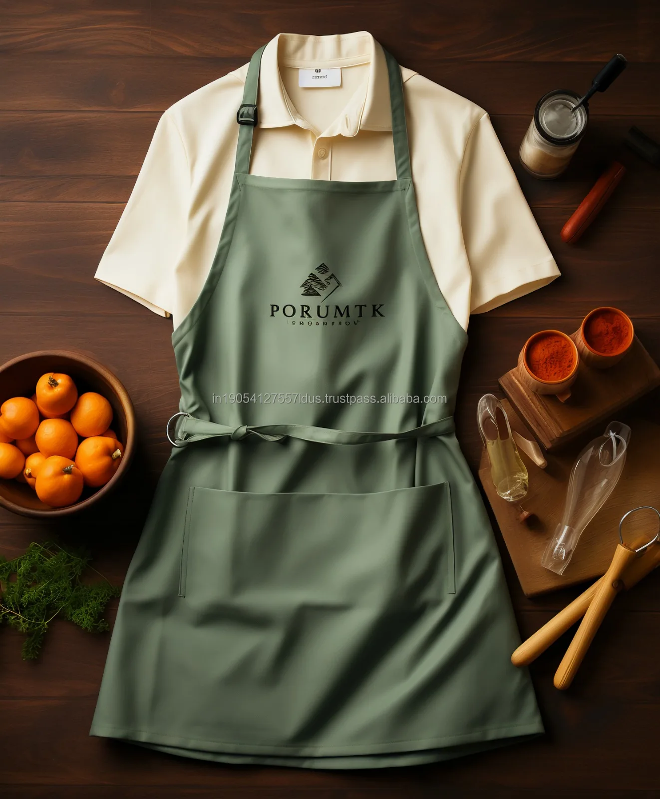 Cotton apron with various types of customization variety of colors embroidery prints logo art work or text pockets and strips