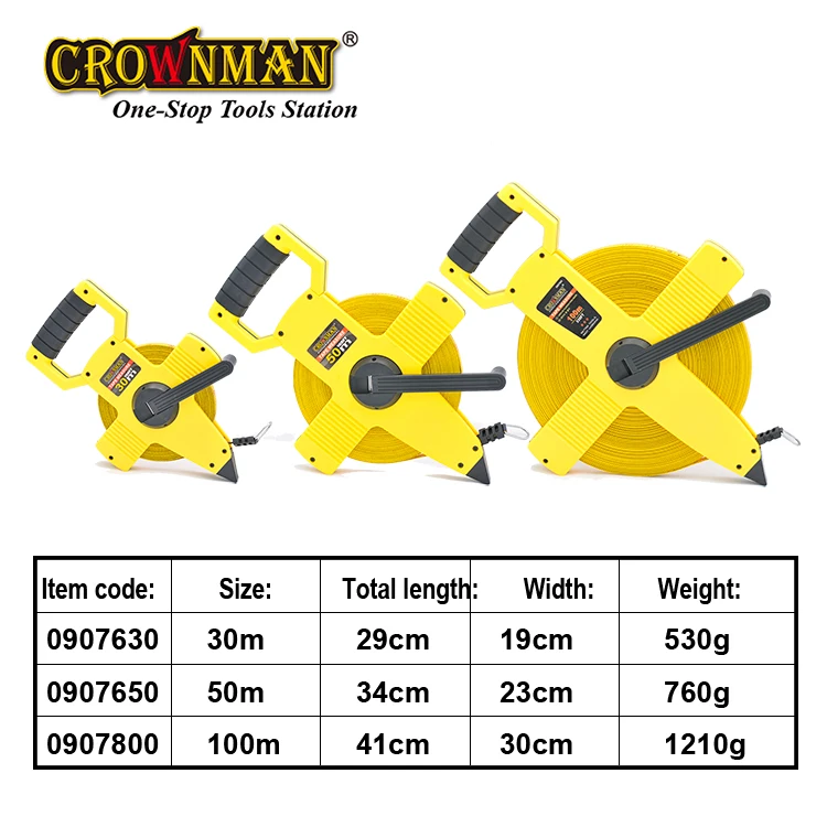 CROWNMAN Measuring Tools 50/100m long distance tools scale clear wear-resistant high-precision Fiberglass tape measure