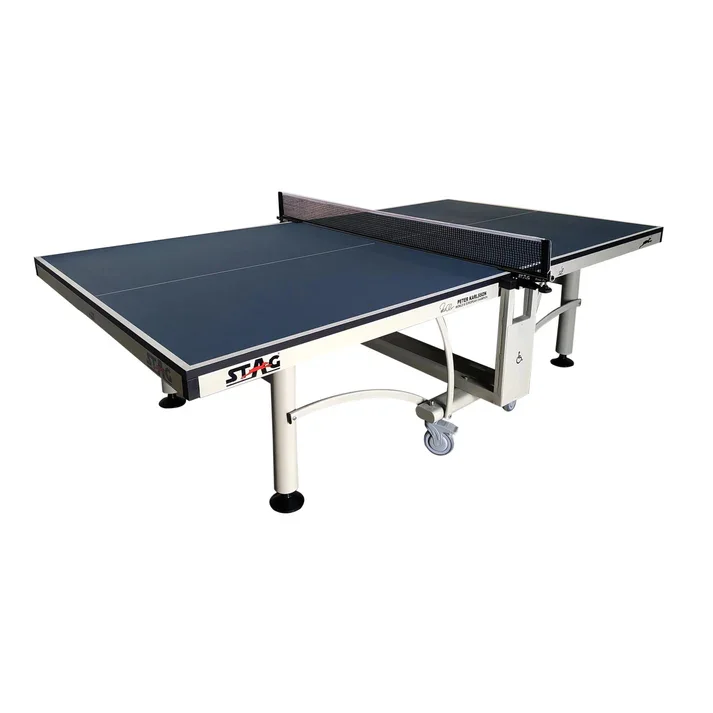 100% Top Grade Material Made Peter Karlsson Table Tennis Table with White Color Frame Heavy Duty Tennis Table