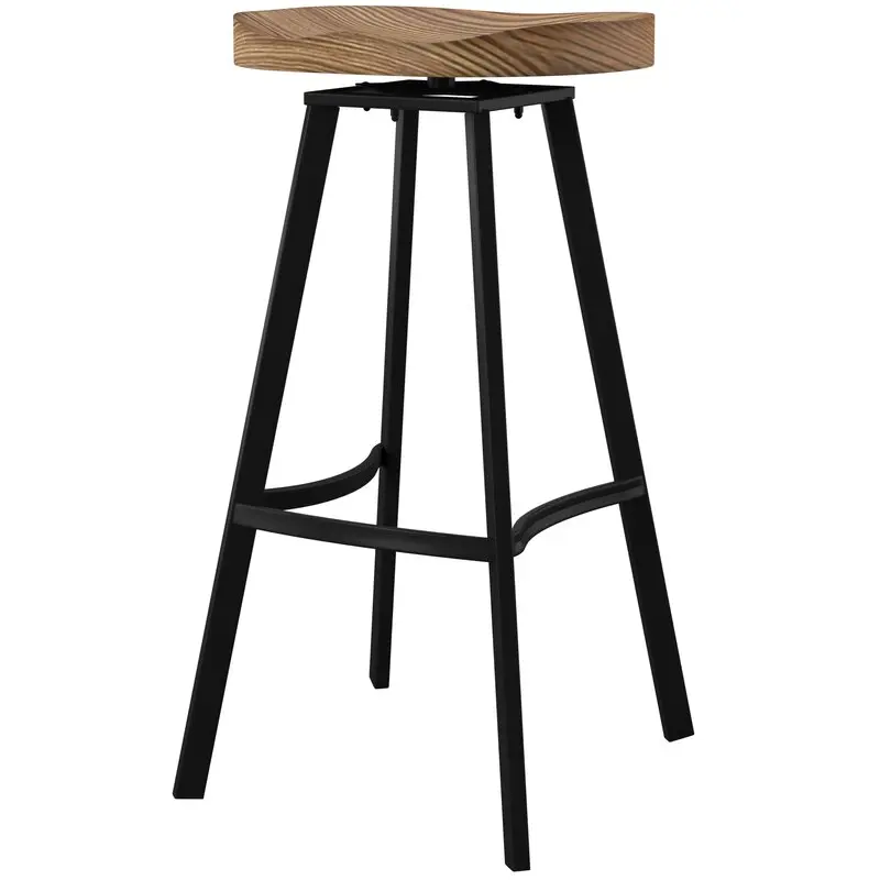 High Quality Vintage Industrial Leather Bar Stool with Metal Frame New Wood Bar Stool for Hotels Dining & Restaurants
