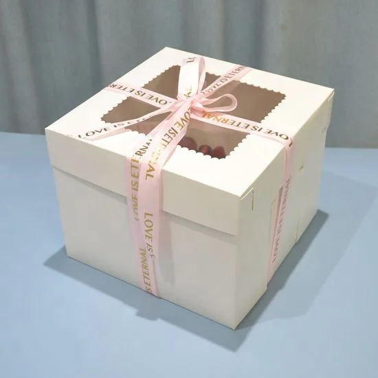 2023 eco friendly custom size design tall transparent clear square cake box 6x6x6 8x8x8 10x10x10 with window