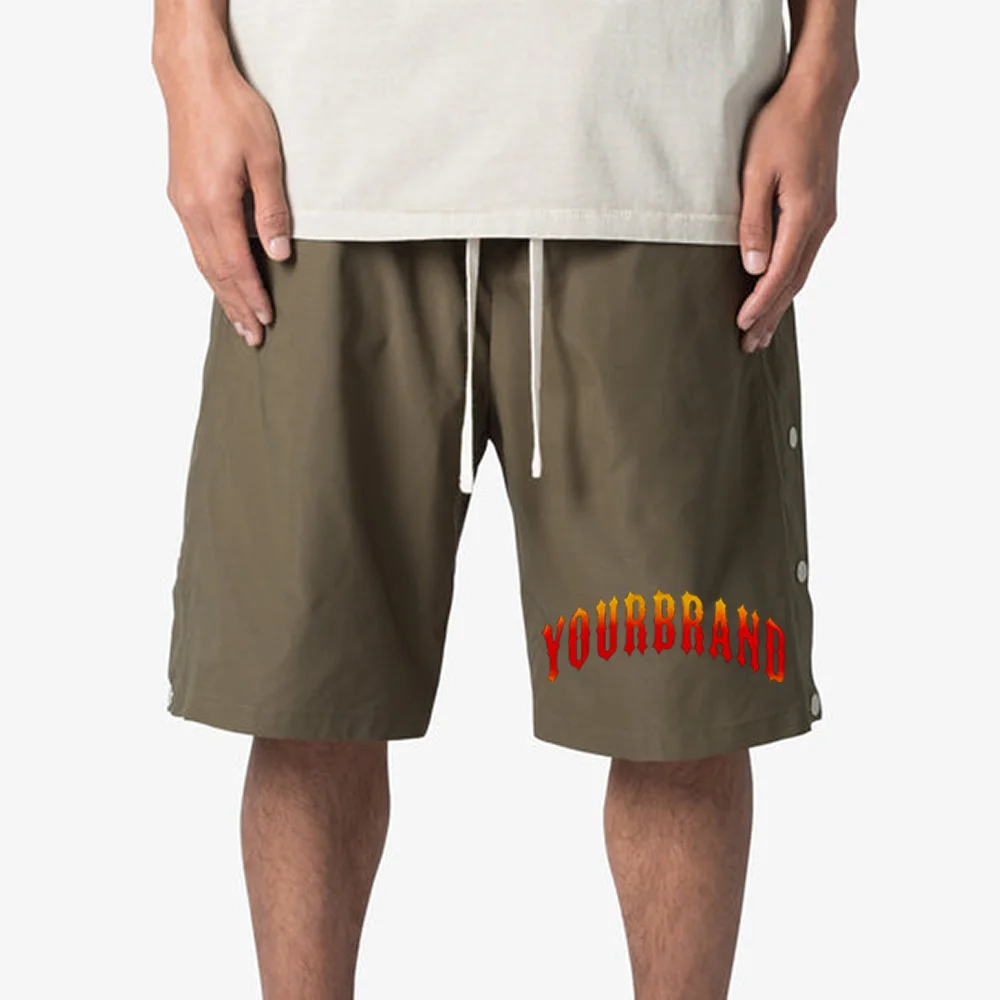 New Custom Wholesale Fit Blank Nylon Shorts with Side Buttons Custom Beach Pants comfort elastic waistband Mens Shorts