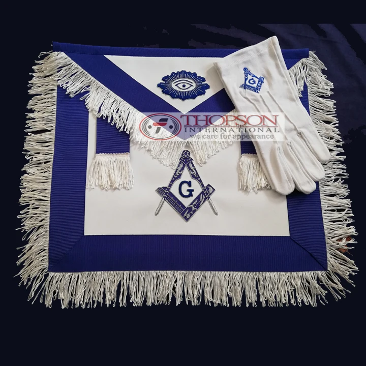 Masonic Regalia Custom-Size Blue Lodge Master Mason Apron Embroidered Leather with Badges