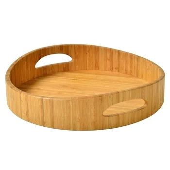 Handcrafted Round Food Serving Wooden Tray Exporter