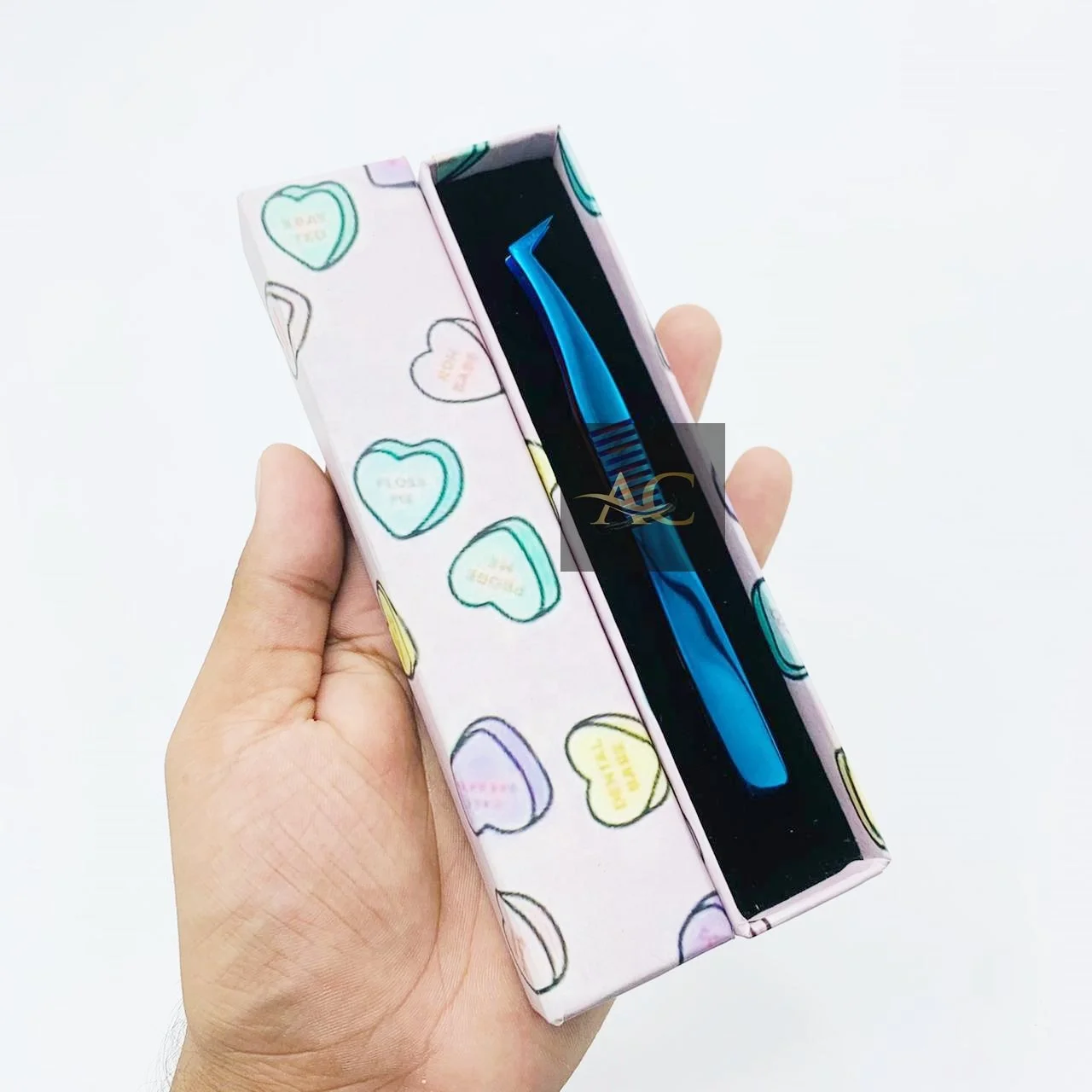 Plasma Blue L Type Russian Volume Boot Tweezers Wholesale Stainless Steel Dumont Tweezers For Eyelash Extension Customized Logo