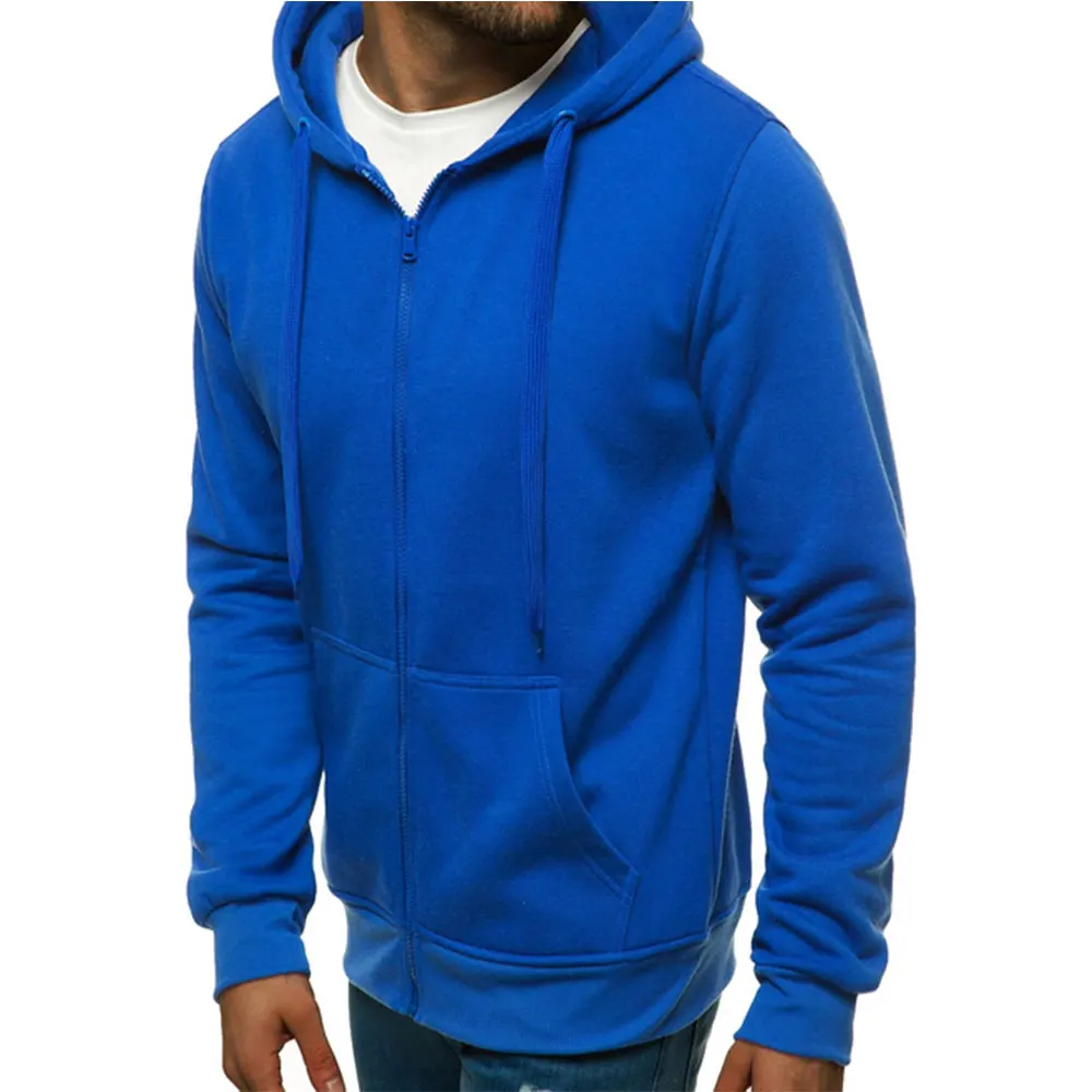 Cotton high quality french terry zip up men hoodies custom streetwear logo full zip up hoodie unisex fashion hoodies