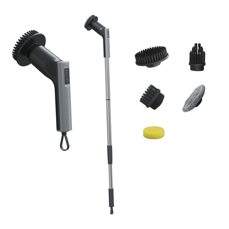Home Cleaning Tools Kitchen Cleaner Electric Spin Scrubber 110cm Retractable Long Electric Cleaning Brush With Extension Rod