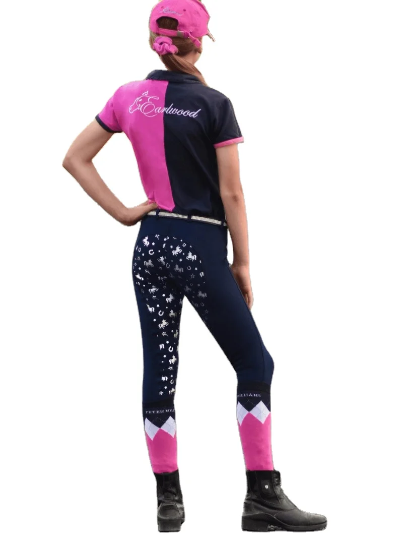 Customized smart Equestrian clothing for Kids Printed Silicone Full Seat multi colors Horse Riding Breeches Pull On Jodhpur