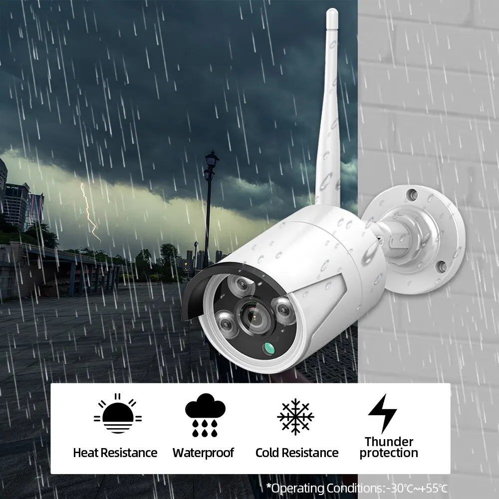 H.265 8CH 3MP Wireless Video Camera System Outdoor Audio Record Wifi IP Camera P2P Security CCTV Surveillance NVR Kit