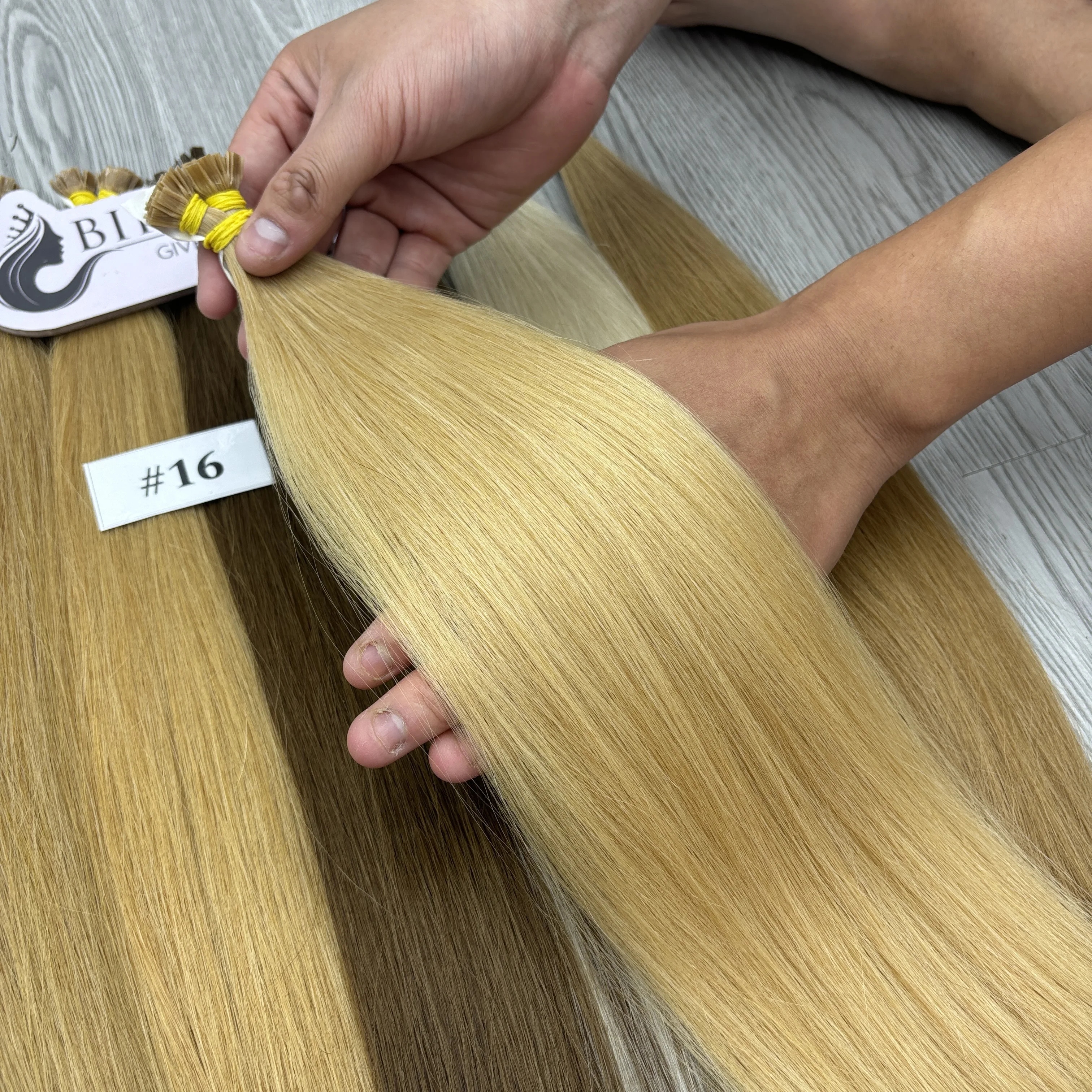 Wholesale 100% Vietnamese Remi Hair Extensions Super Double Drawn Color #16 Silky Straight Luxury Flat-Tip Keratin Human Wave