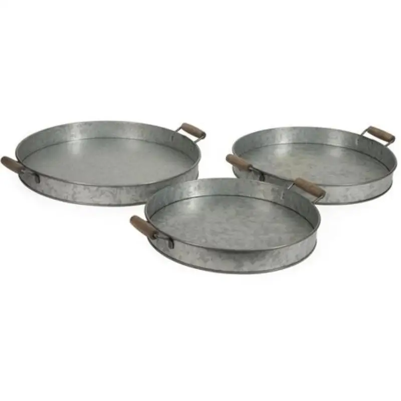 Exclusive large galvanized serving tray for luxury events with metal handle customized shape & size for use party events
