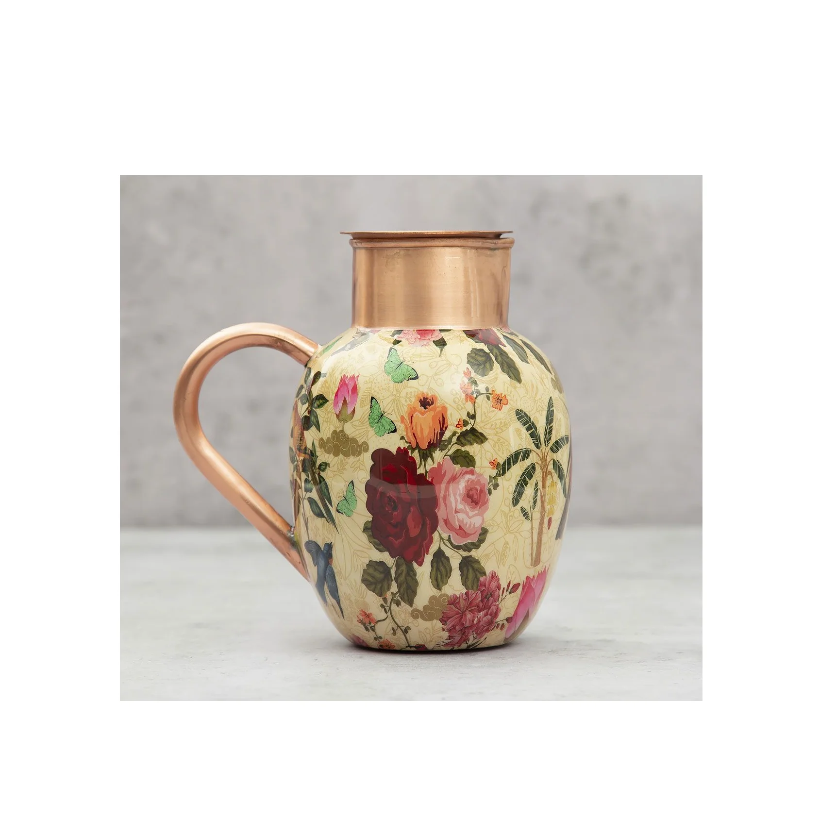 Copper Water Drinking New Design Copper Printed Jug in Wholesale Price Latest Jug Metal Cooler Amazing Design for Sale