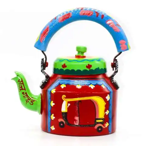 MULTI COLOR HANDIPAINTED DECORATIVE ALUMINIUM TEA KETTLE BEST QUALITY ORIGINAL AUTHENTIC TEA KETTLE