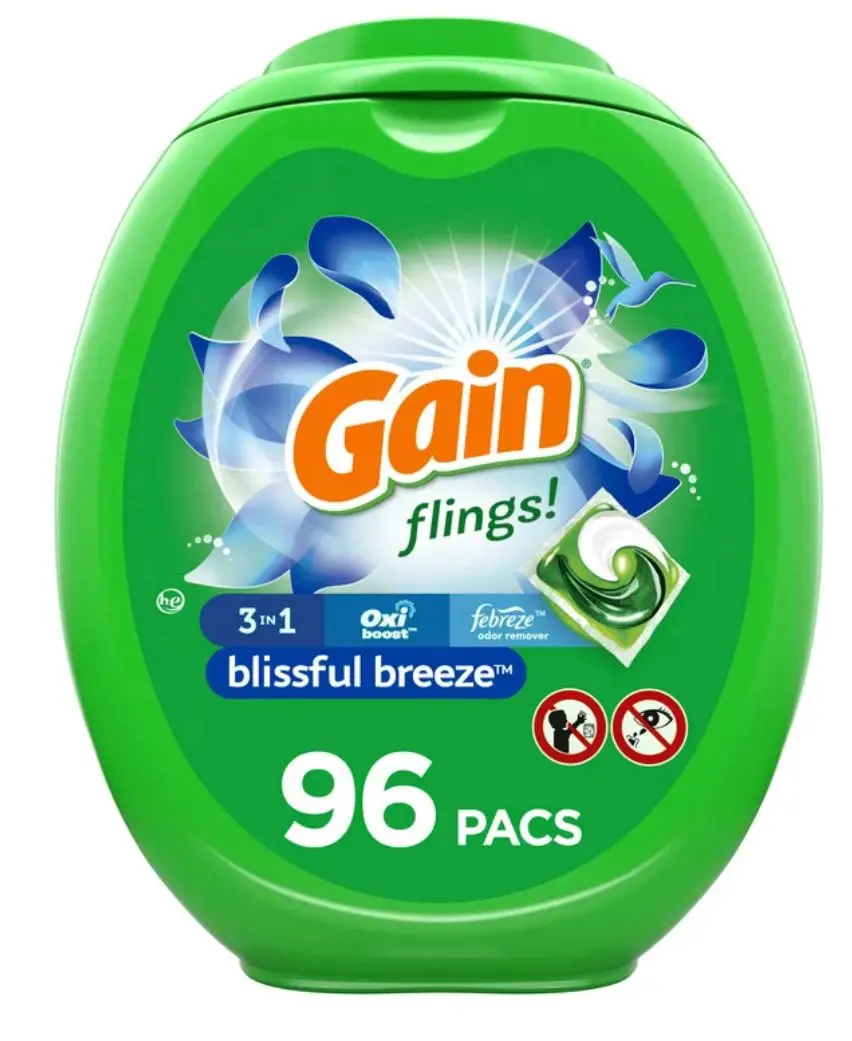 Gain Flings Blissful Breeze, 96 Count Laundry Detergent Pacs