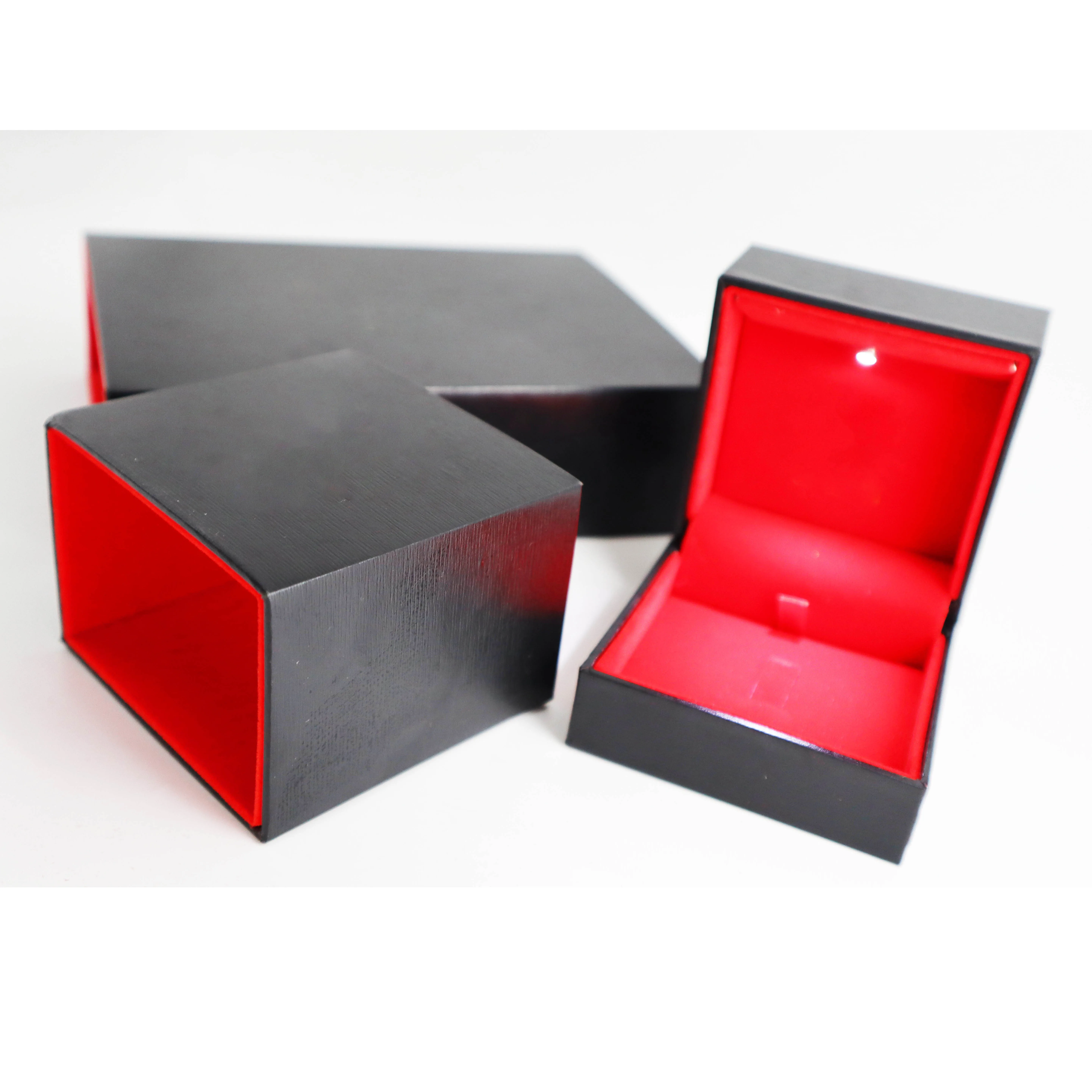 OEM Custom Black Led Light Luxury Jewelry Boxes with Lights Set LED Cases