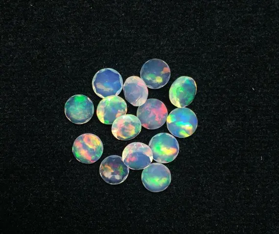 IGI 7mm 8mm Natural Ethiopian Opal Gemstone Round Faceted Loose Gemstone Fire Opal Natural For Jewelry Making Calibrated Stones