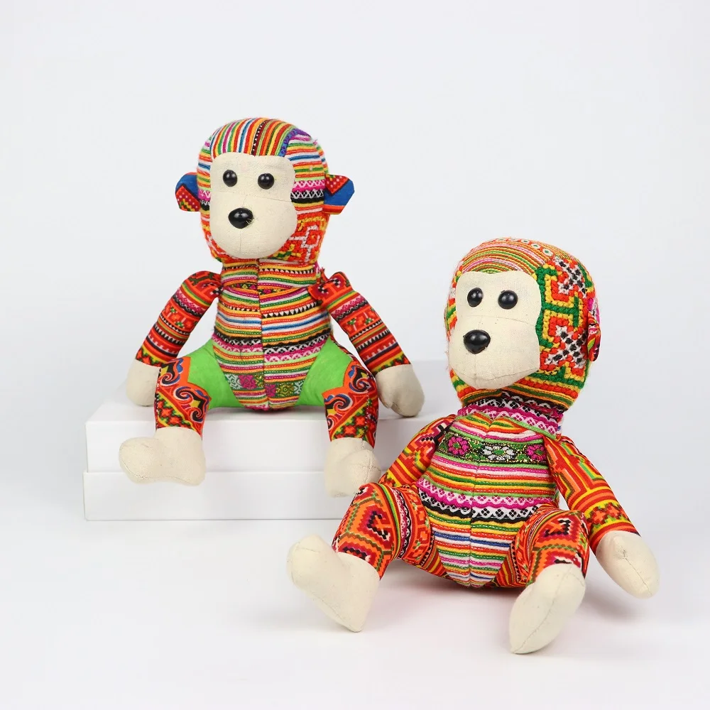 20cm - 30cm Unisex Toys & Hobbies Handmade Brocade Mong Sapa Ethnic Monkey - size S Stuffed Animal Toys