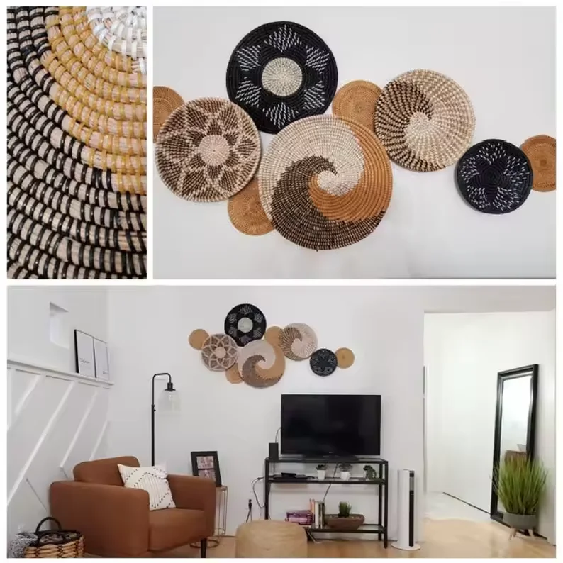 Handicraft 100% Vietnamese Seagrass Baskets Handmade for Home Decoration, Wall Hanging Basket home decor Boho African style