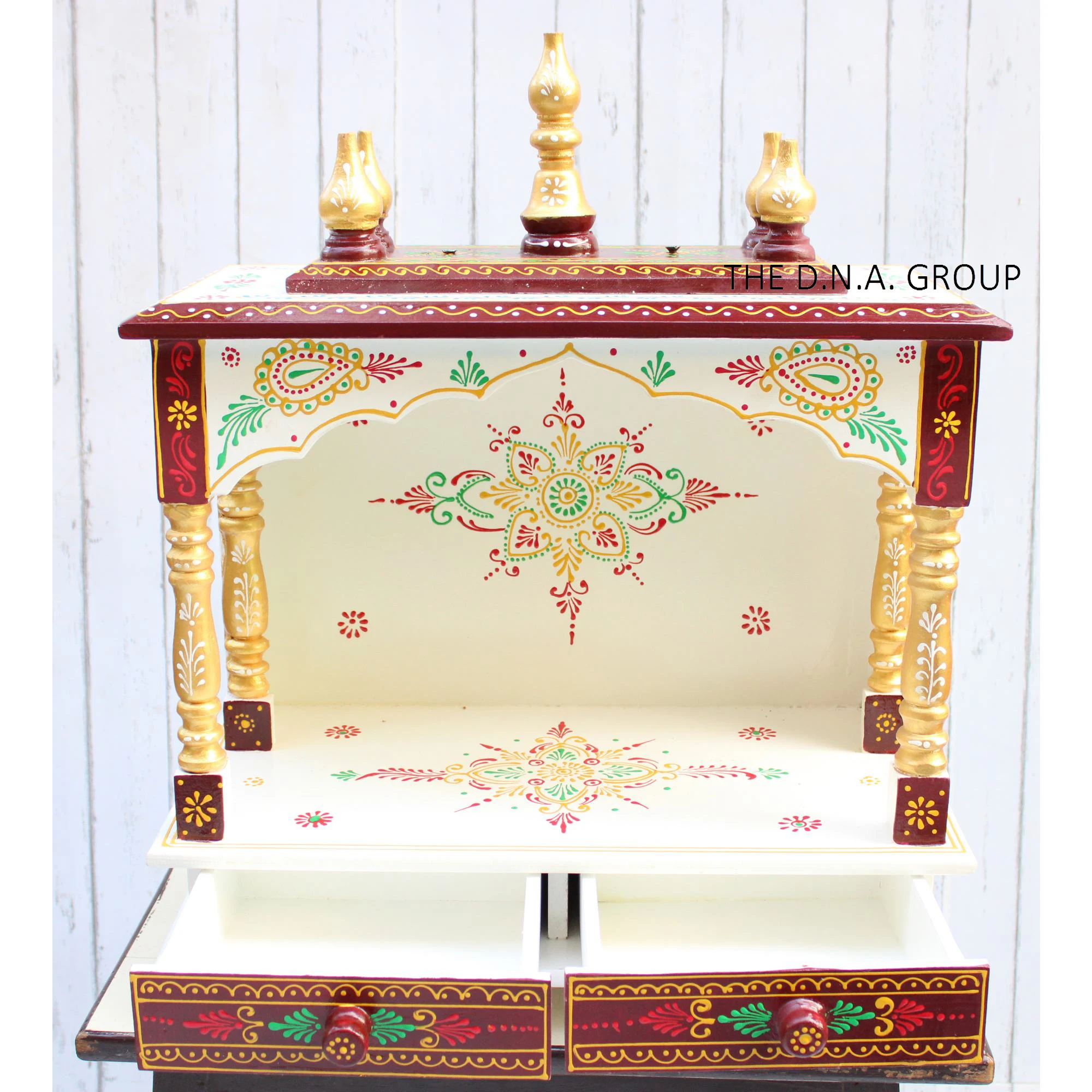 High quality wooden handpainted wooden pooja ghar temple for gift purpose Indian design mandir