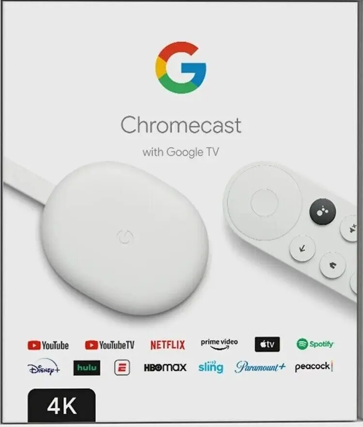 Google Chromecast with Google TV - Streaming Media Player in 4K HDR - Snow - New