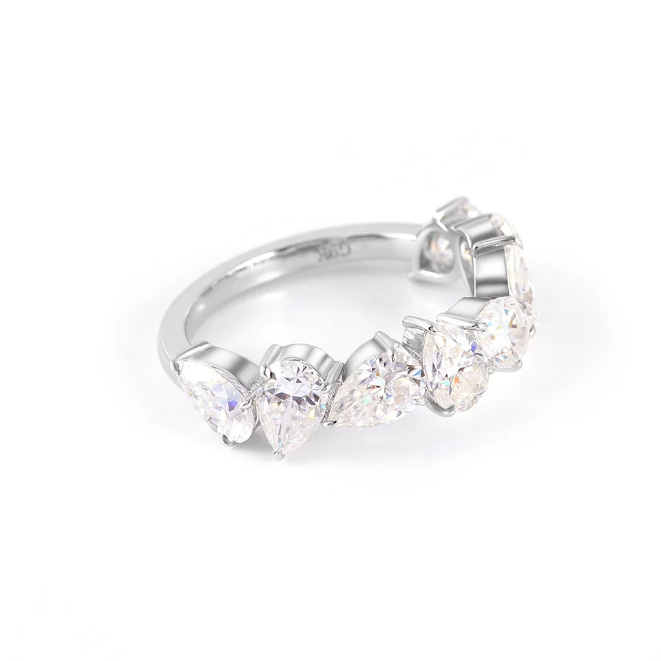 Lerca Hot Sale Pass Diamond Tester 4x6mm Pear cut Wedding Band 10k 14k 18k Solid Yellow Gold Engagement Moissanite Diamond Ring