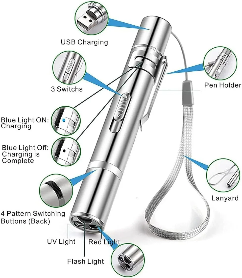 Pet Toy USB Rechargeable Mini Flashlight Red LED Laser Pointer Funny Cat Pen Funny Cat Chaser Stick Pet toy