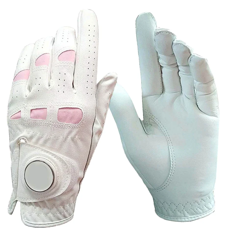 leather shield  Custom Pattern Classic Design PU Synthetic Leather Golf Glove With Reinforce On Palm And Ball Marker