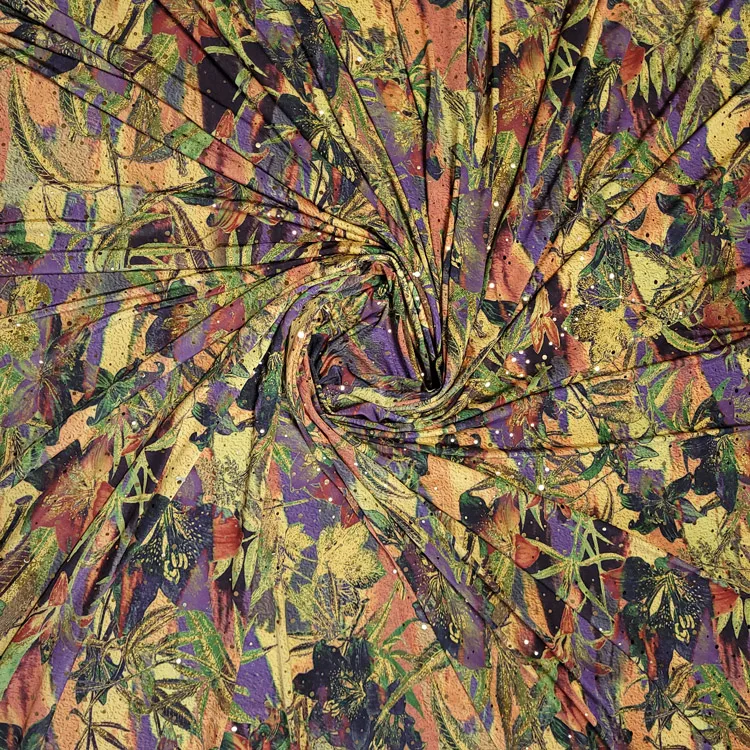 Korea self-developed design flowers with twinkle polyester cotton silk wool every fabric type for dress clothes home textile