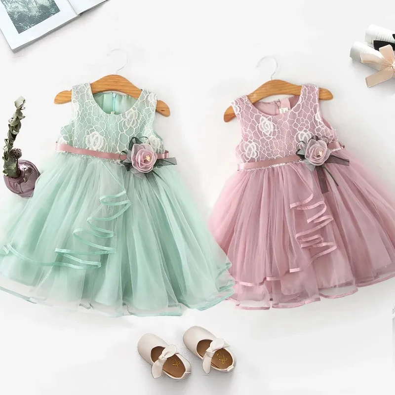 Conyson High Quality Lace Dress For Baby Girls Toddler Girl Baptism Clothing Kids Princess Party Ball Gown Little Girl Dresses