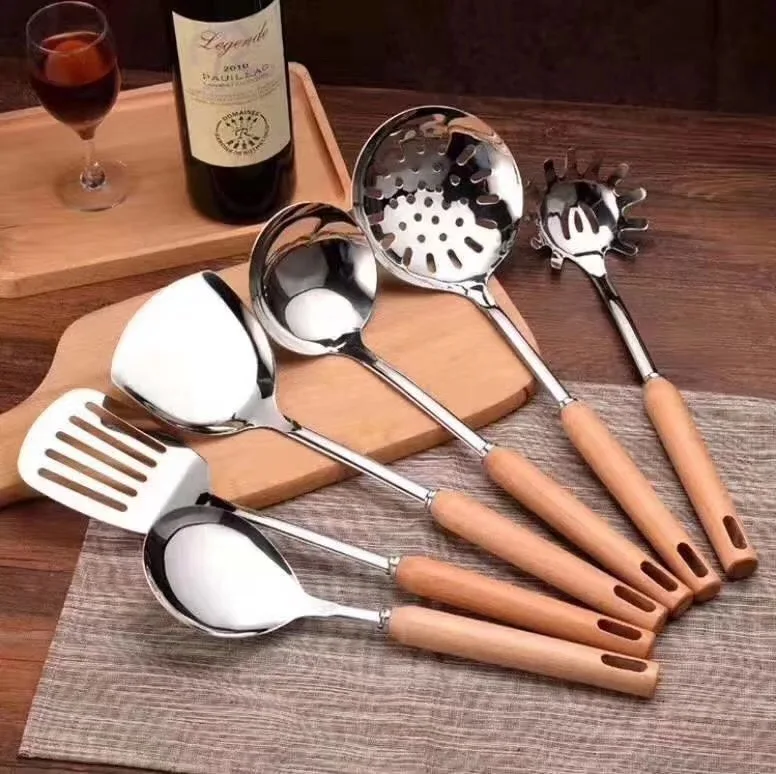FREE SAMPLE Kitchen Utensils Stainless Steel Slotted Steak Turner spatula potato masher Saucer Spoon Fork Ladle Skimmer Spaghti