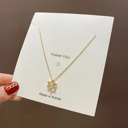Titanium Steel Necklace Ladies Clavicle Chain Gold Plated Pearl Pendant Necklace For Women Wedding Gift Jewelry /