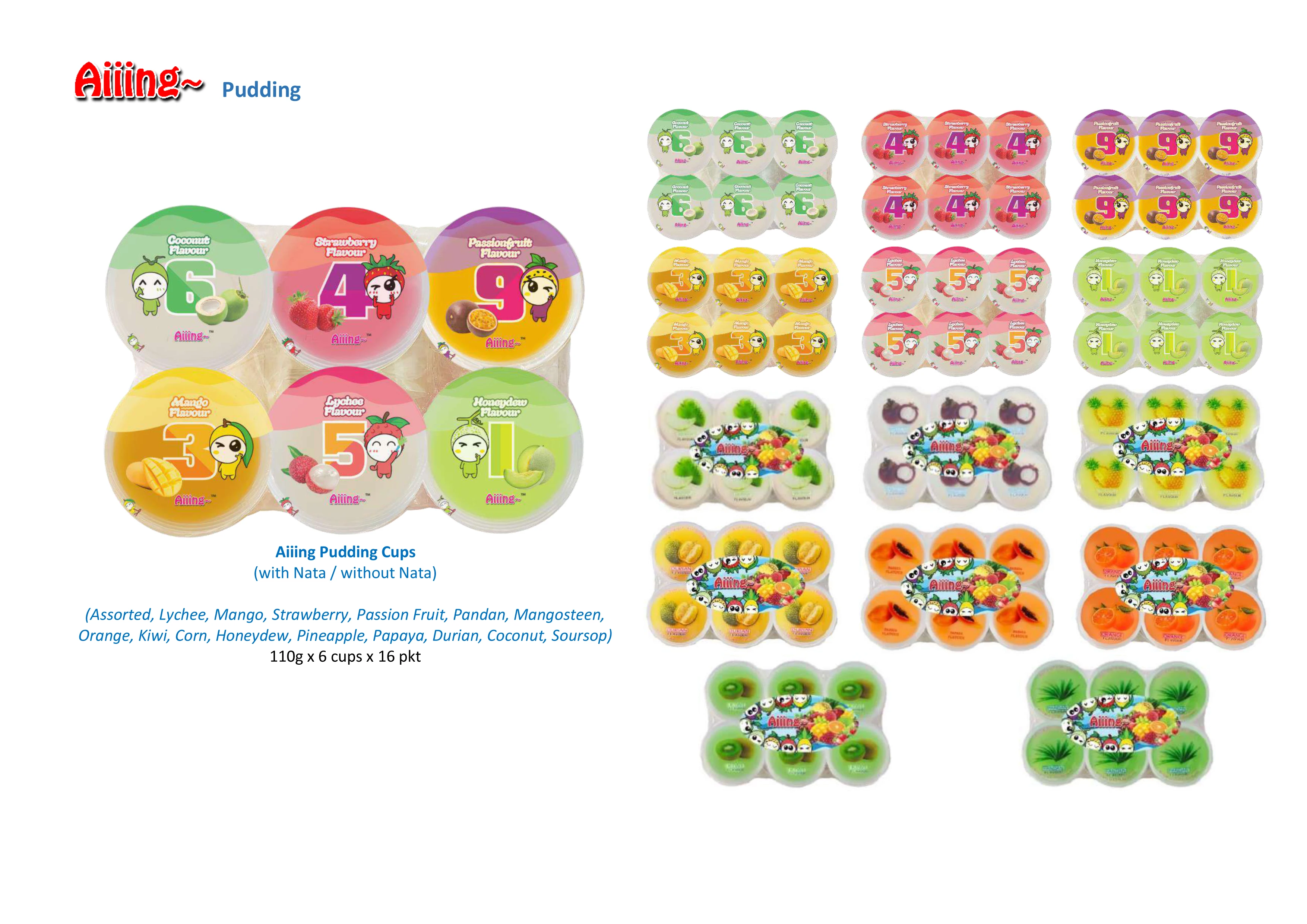 Aiiing Fruit Pudding Cups Aiiing Pudding Cups 110g x 6 cups x 16 pkts - Orange Flavour Pudding no Nata de Coco