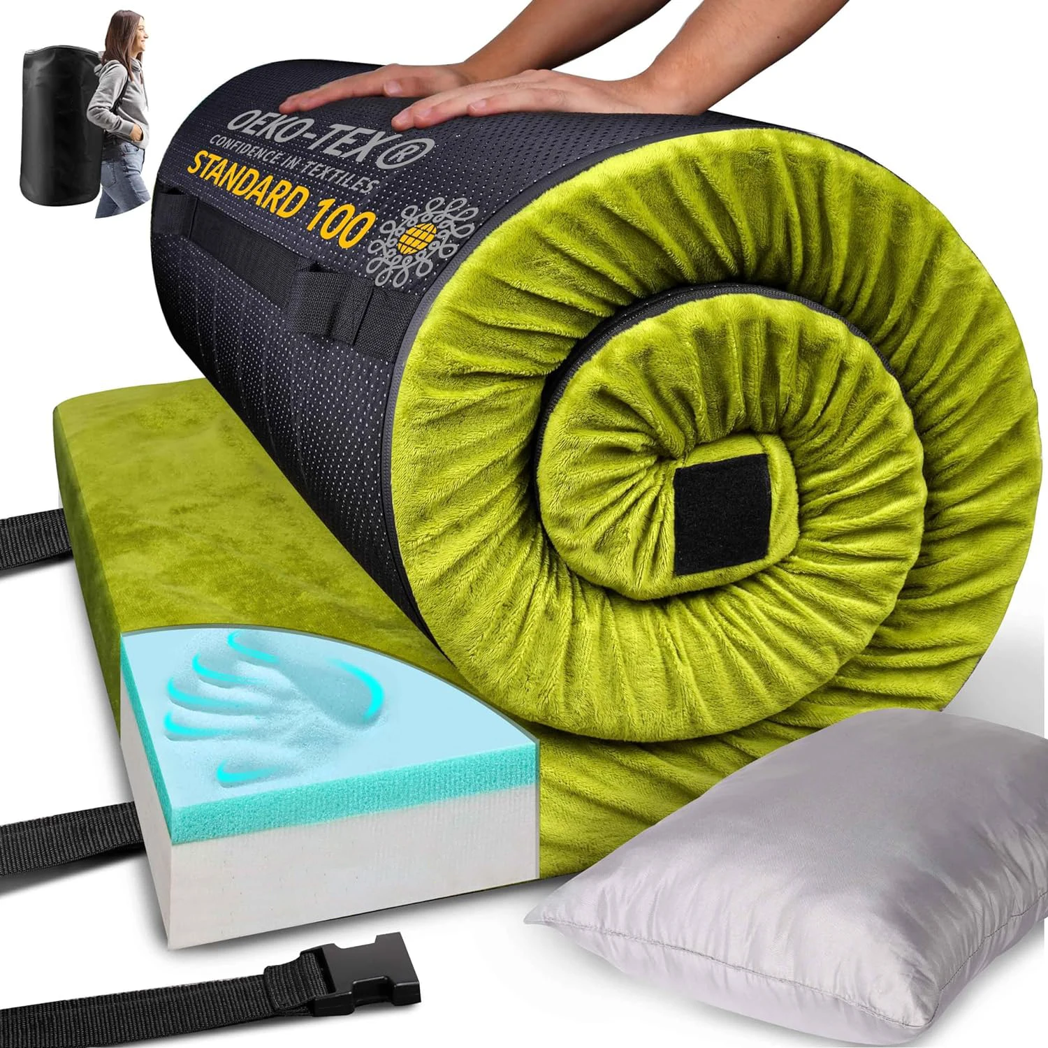 Outdoor  Rolling Travel Mattress Foldable Waterproof Memory Foam Sleeping Camping Bed Mattress for Tent