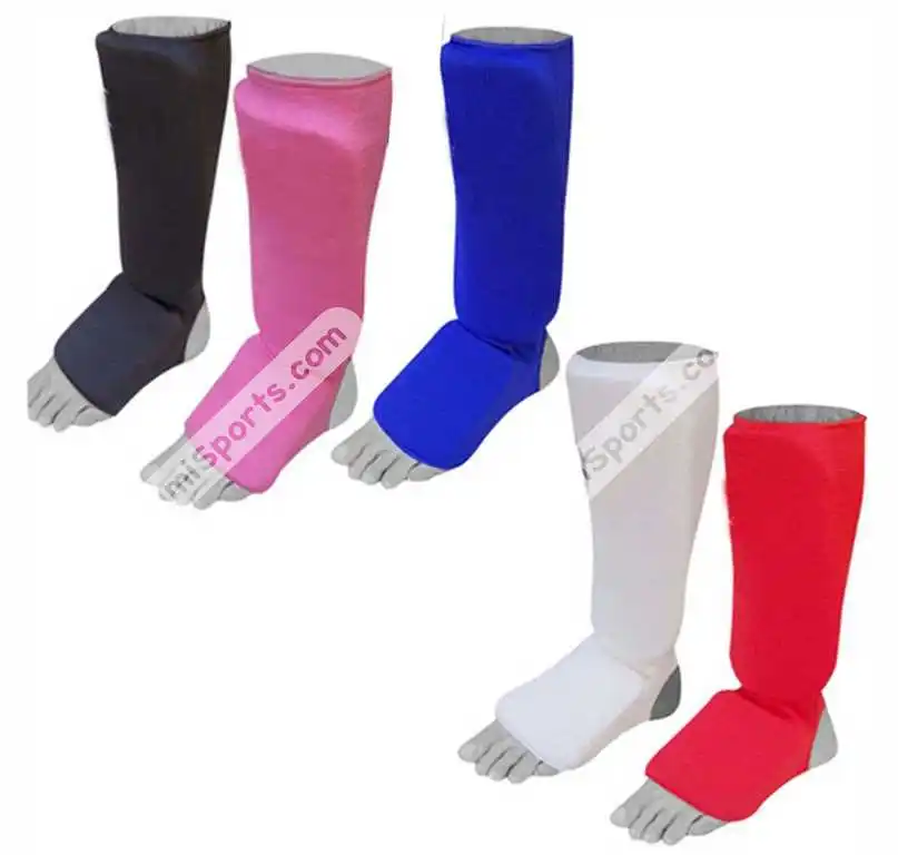 Wholesale Customized Adult Elastic Soccer Shin Guard with Stay Straps Nylon Leather Protective Sports Gear with Custom Logo