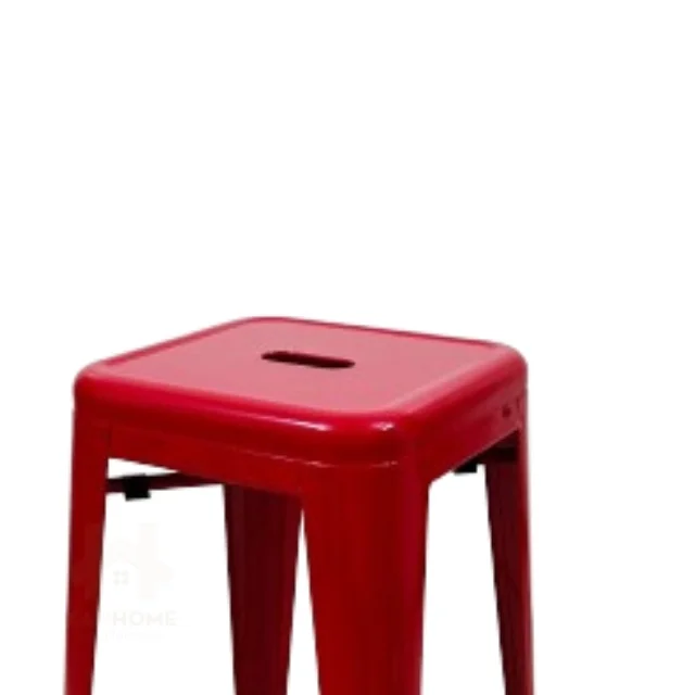 KanHome New Design Antique Iron Stackable Vintage Industrial Style Chaise Restaurant Bar Dining Red Metal Stool Furniture
