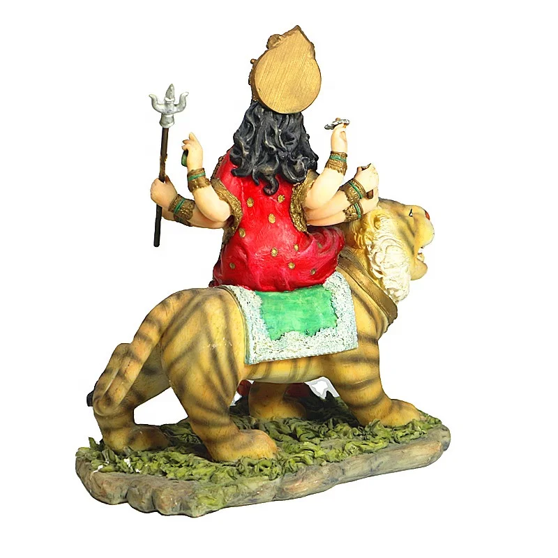Multicolour Durga Idol Murti Religious Resin Sculpture for Home Temple Puja Decorative Diwali Gifts with Box Packaging