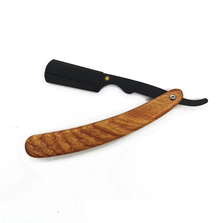 OEM Logo Wooden Handle Barber Beard Shaving Straight Razor Custom Wholesale Low Price