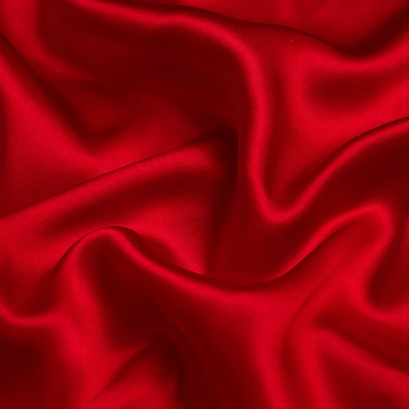 Chinese red color silk fabric 19mm silk satin 114cm width for silk scarf, dress, pillowcases