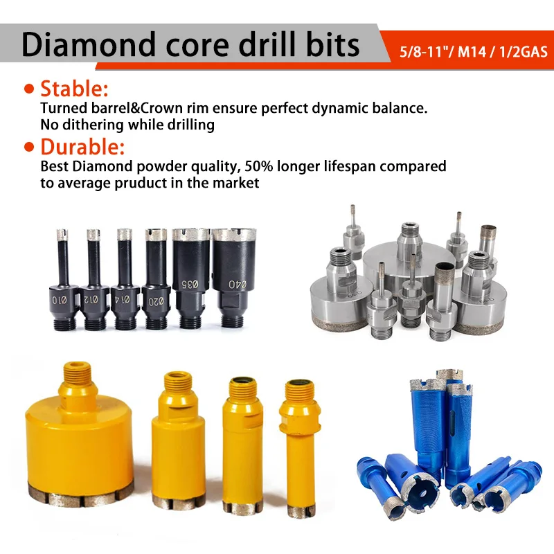 Wet Use Silver Welding Diamond Core Drill Bits for Ceramic, Tile, Porcelain